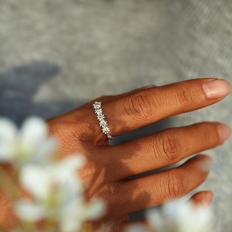 Ring med blommor (justerbar)