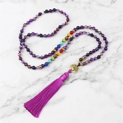 Chakra halsband med tofs - flera färger