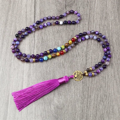 Chakra halsband med tofs - flera färger